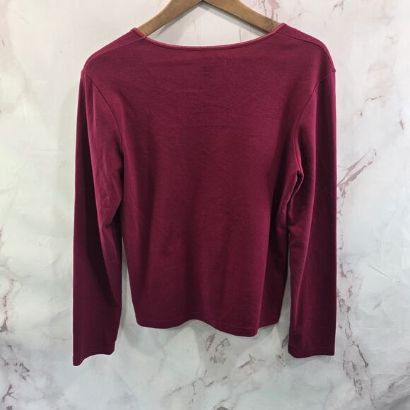 J Jill Shirt Womens Small P Petite True Red Long Sleeve Pullover Scoop Neck - Picture 5 of 9